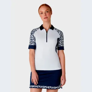 Callaway Two-Tone Geometric 1/4 Zip Golf Polo - dame