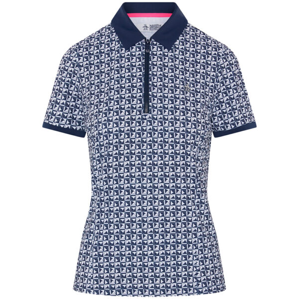 Penguin Geometric Print Golf Polo - dame