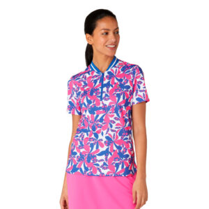 Penguin Floral Print Mock Neck Polo - dame