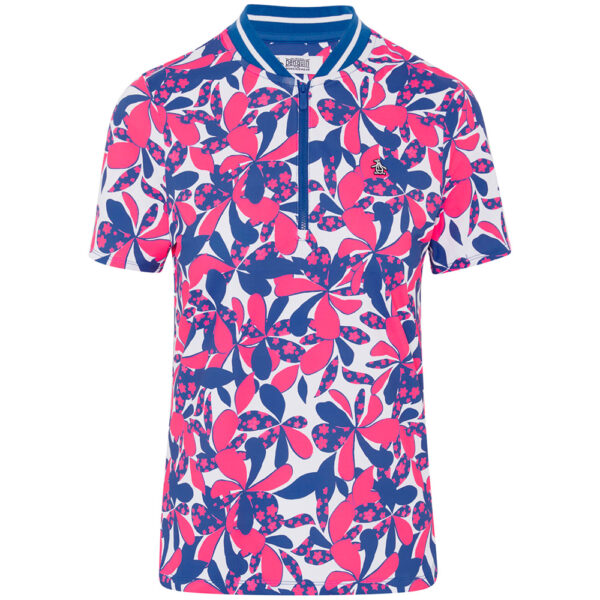 Penguin Floral Print Mock Neck Polo - dame