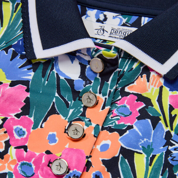 Penguin Sketch Floral Polo - Dame