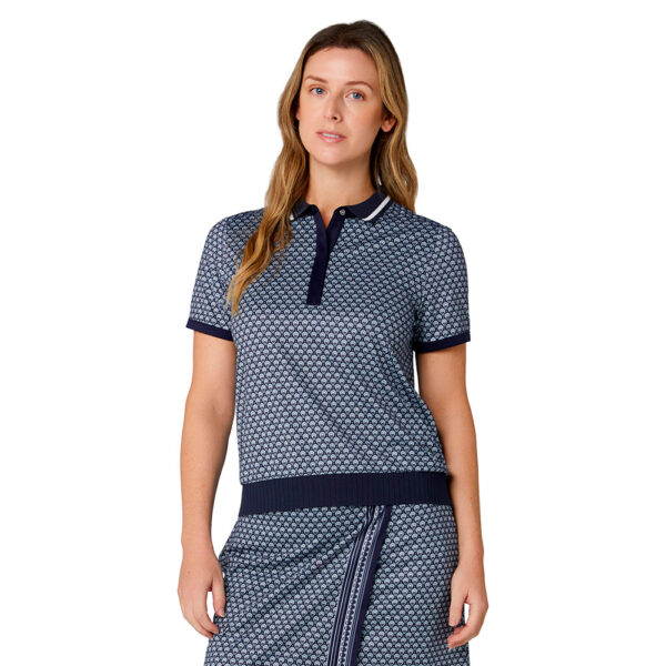 Callaway Scarf Geo Short Sleeve Polo - Dame